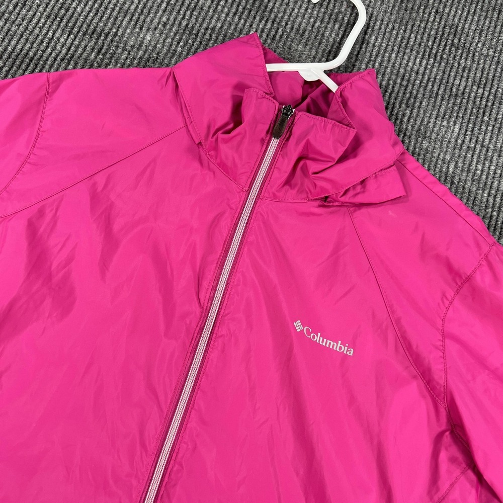 Columbia Jacket Womens XL Pink Lightweight Windbreaker Full Zip Outdoor Hiking